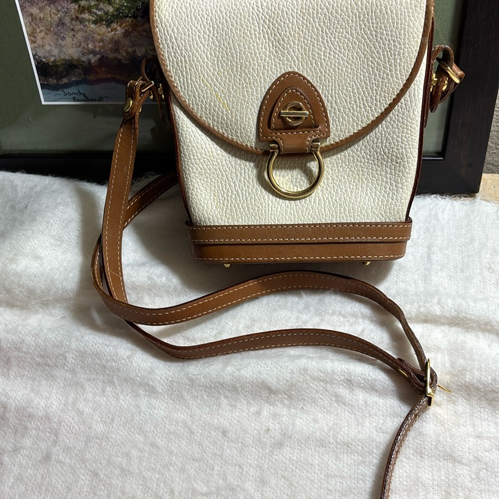 Hebe Chestnut Tan Pebble Leather Lined Small Bucket Crossbody Bag